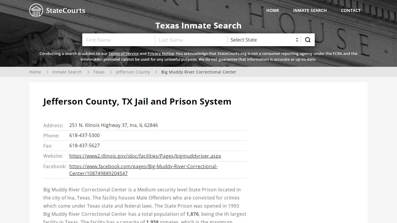 Big Muddy River Correctional Center Inmate Records Search, Texas ...