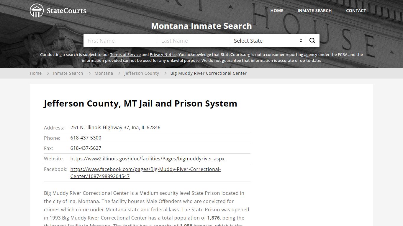 Big Muddy River Correctional Center Inmate Records Search, Montana ...