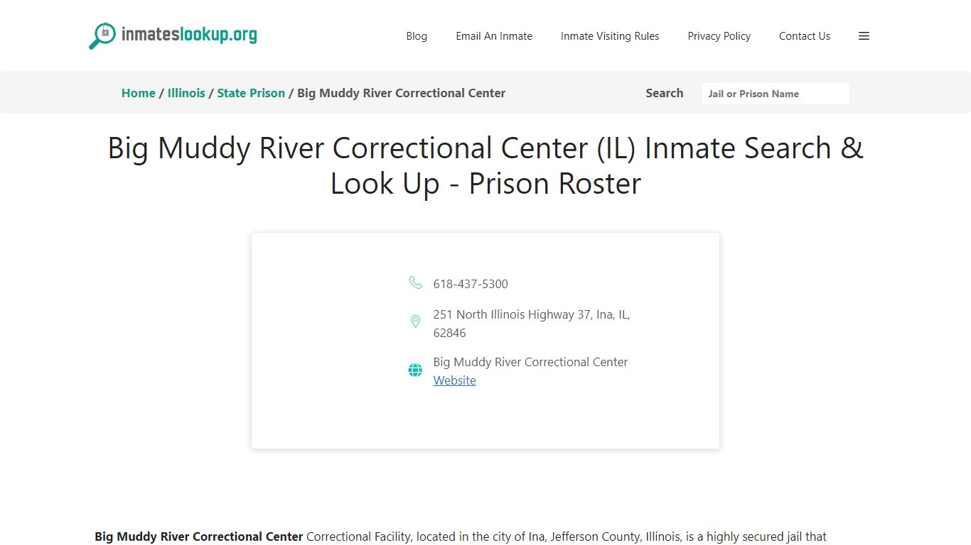 Big Muddy River Correctional Center (IL) Inmate Search & Look Up ...