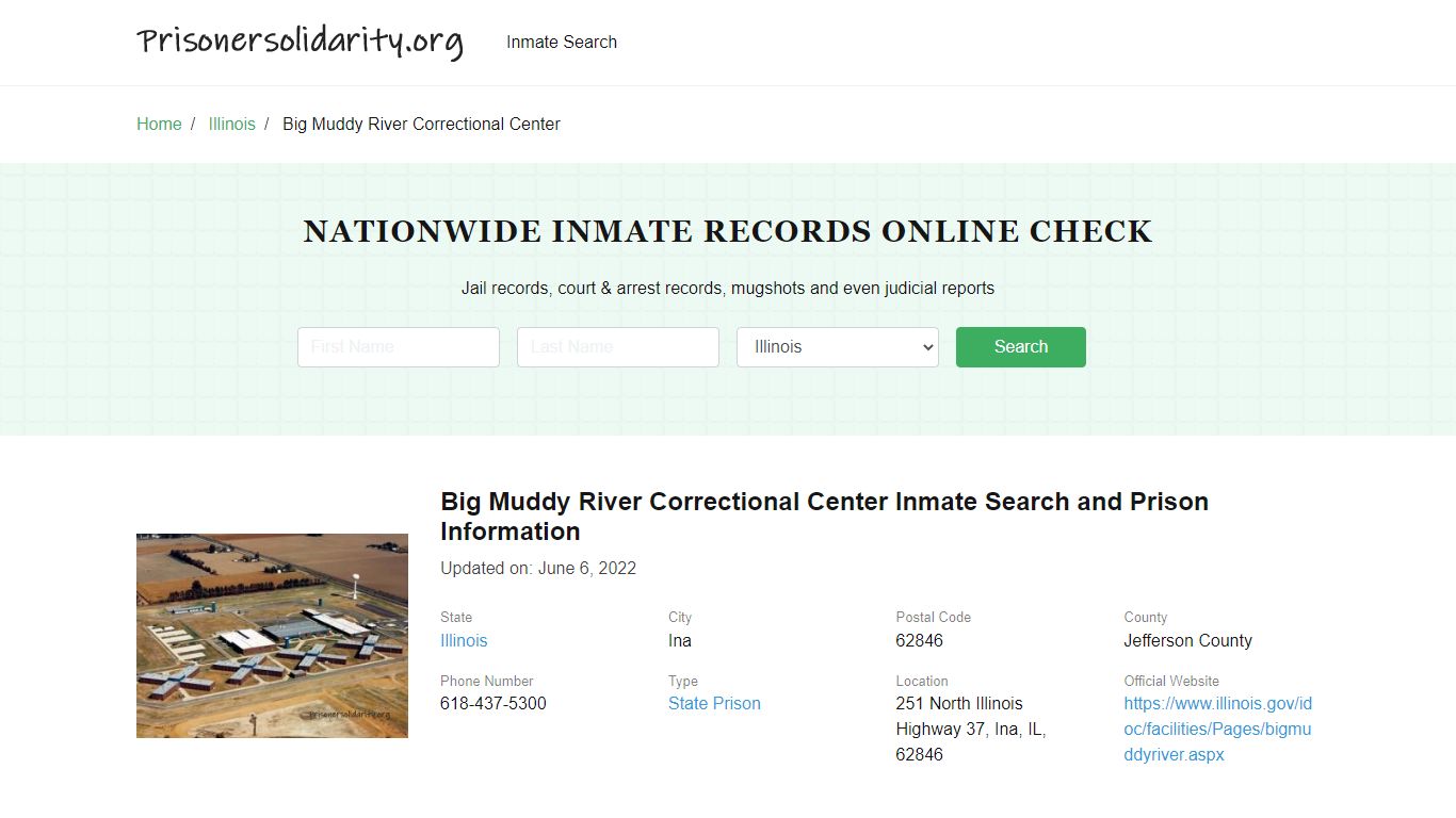 Big Muddy River Correctional Center Inmate Search, Visitation, Phone no ...